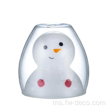 Snowman Bear Shape Double Wall Glass Drinking